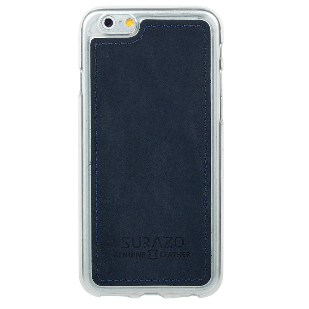 Genuine leather Back case - Nubuck Navy Blue - Transparent TPU