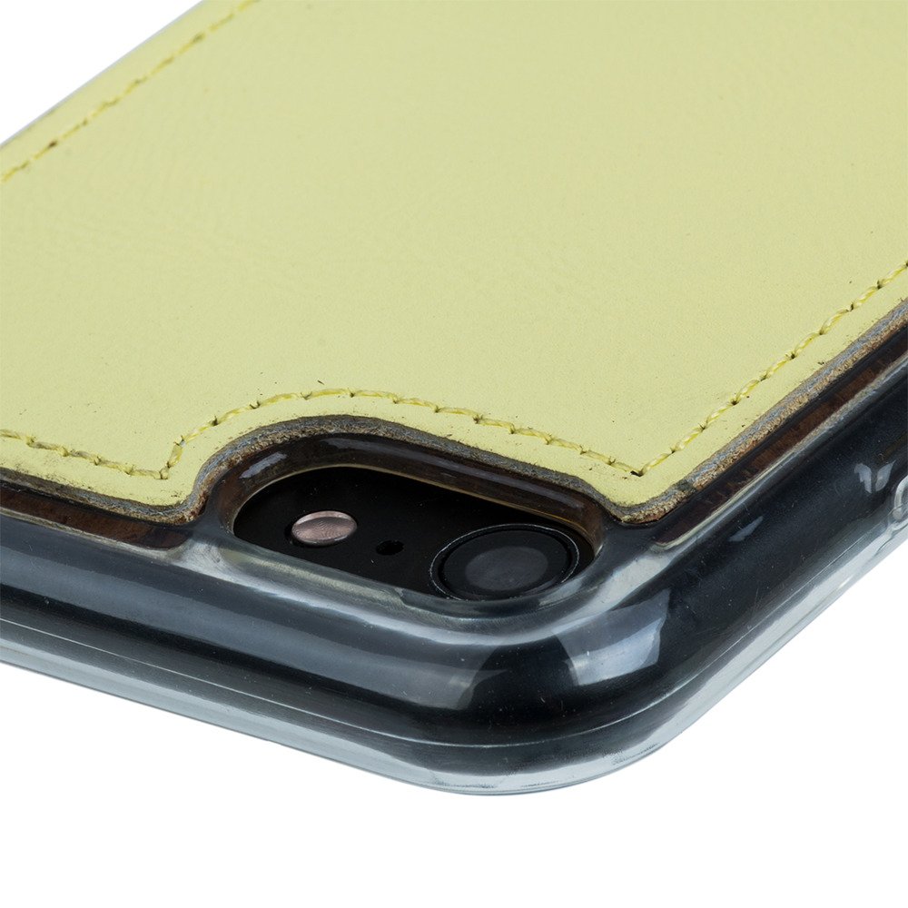 Genuine leather Back case - Pastel Lemon - Transparent TPU