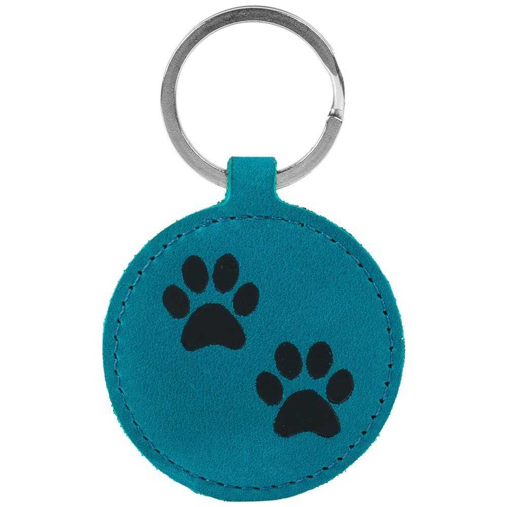 Natural leather Flip case - Turquoise - Two Black Paws - Transparent TPU