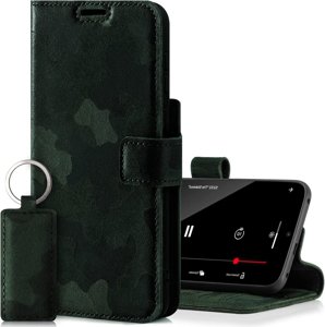 Genuine leather Kickstand Prestige RFID - Military Camouflage Dark Green - TPU Black